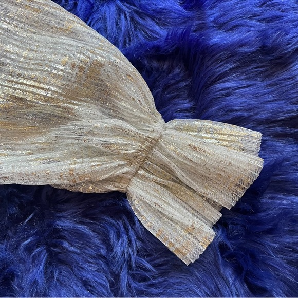 New! RAMY BROOK Metallic Tulle Balloon Sleeve Peasant Blouse - Picture 8 of 9